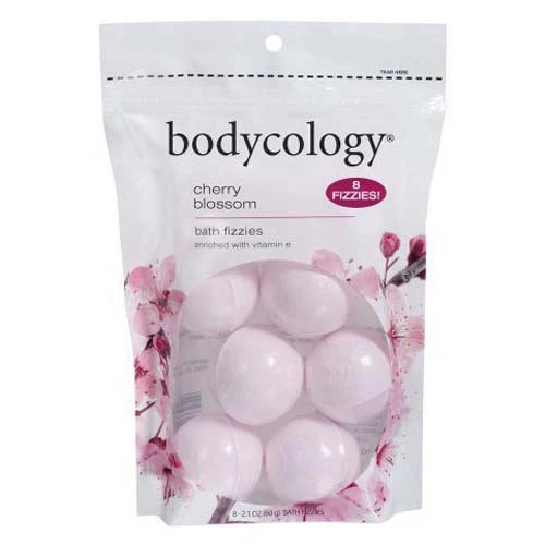 Authentic Bodycology Bath Soak Bathtub Fizzies Enriched With Vitamin E Cherry Blossom 8x2.1 oz Bath Balls Functional