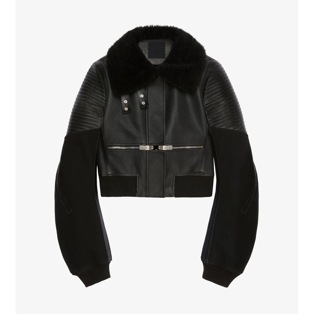Responsible Women's Black RAF Sheepskin Shearling Aviator Motorbike Leather Bomber Jacket Functional