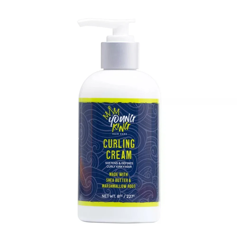 Dependable Young King Curling Cream Softens Curly Hair Shea Butter and Marshmallow Root 8 Oz High-Performance