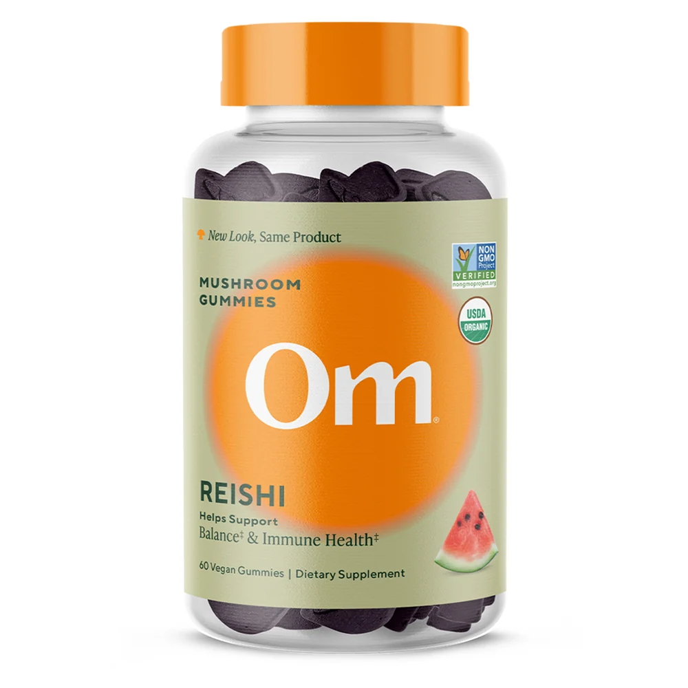 Pure Om Mushrooms Reishi Gummies Helps Support Balance and Immune Health 60Ea Fine