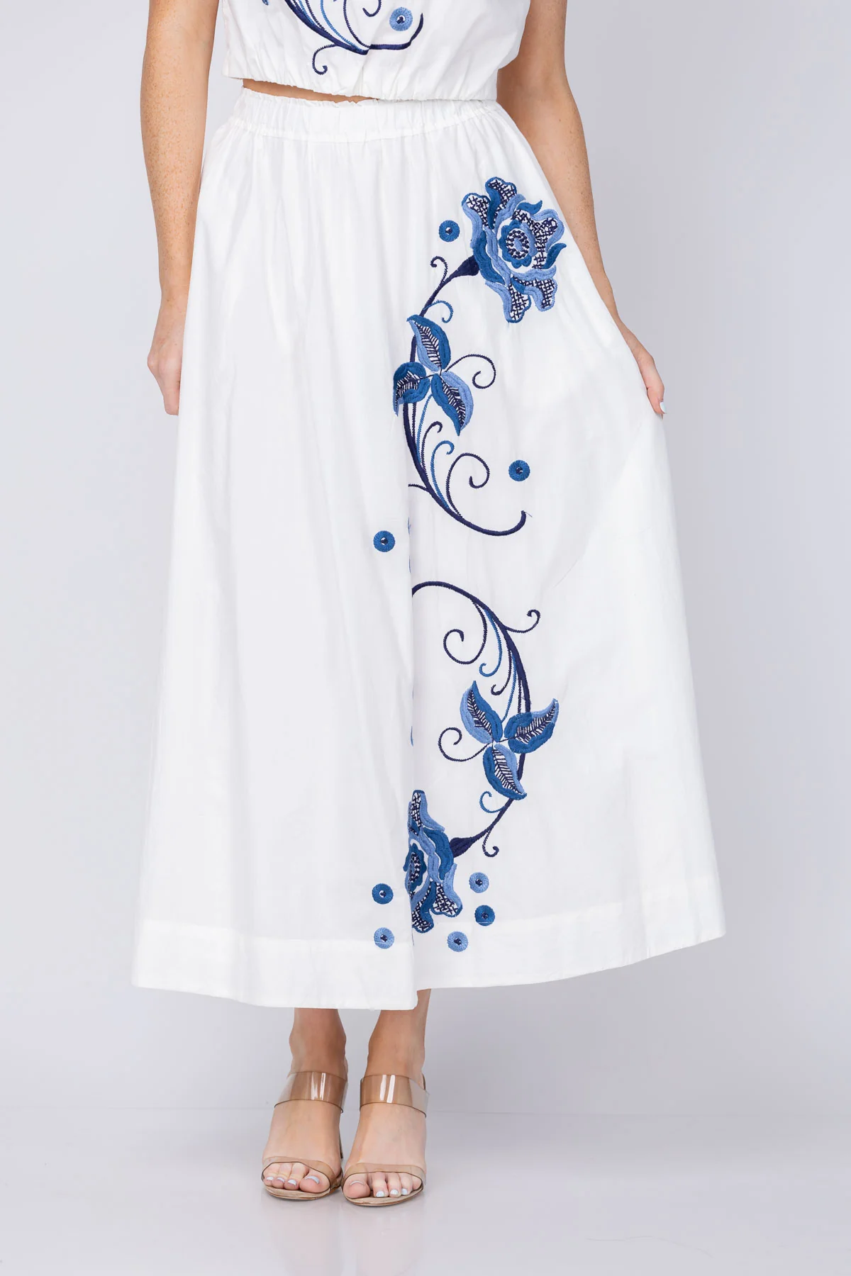 Carefully Designed Love The Label Porto Maxi Skirt in Kimber Embroidery Elegant