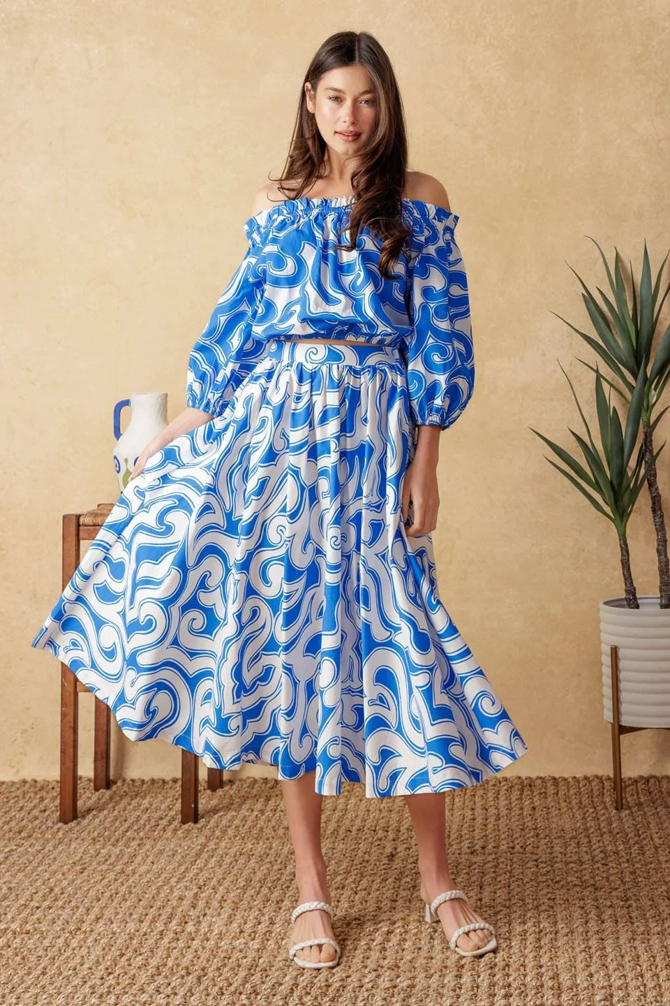 Safe Sunset Sashay Blue Top and Skirt Set Fine Crafted