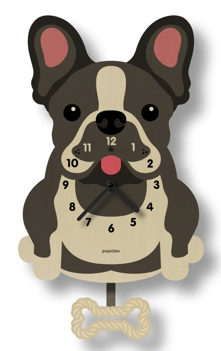 Casual Wood Pendulum Clock French Bulldog High-End