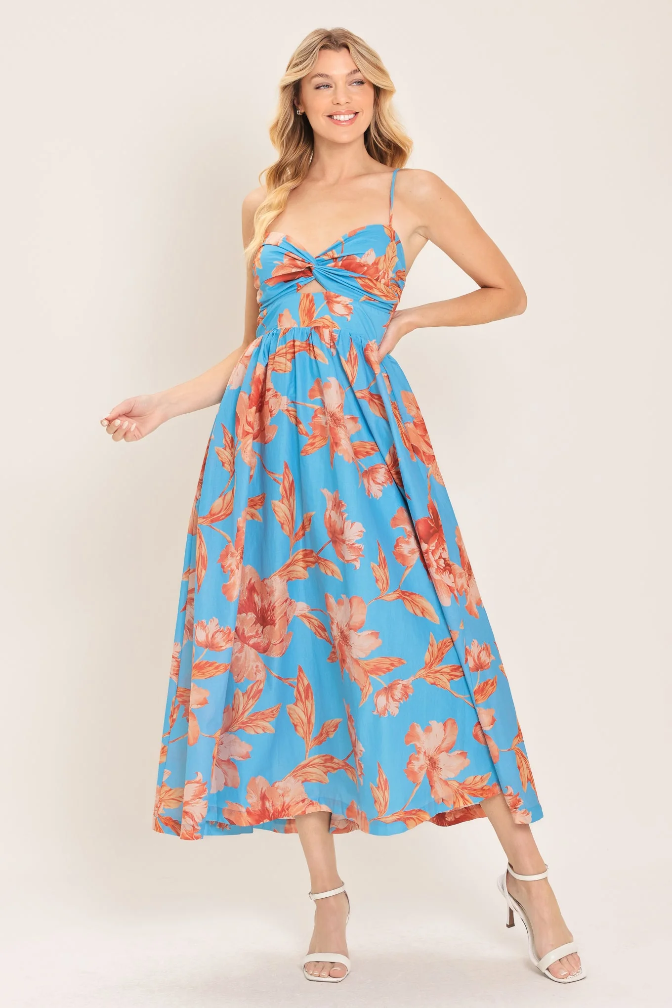 Dependable Lagoon Romance Woven Midi Dress Fine