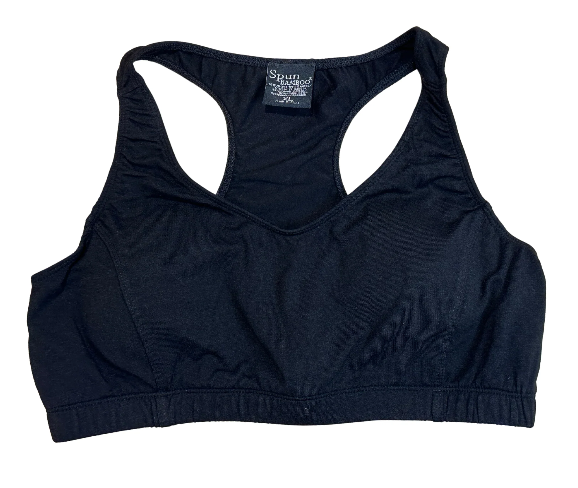 Lightweight New Women's Bamboo Padded Sports Bra in Black Flexible