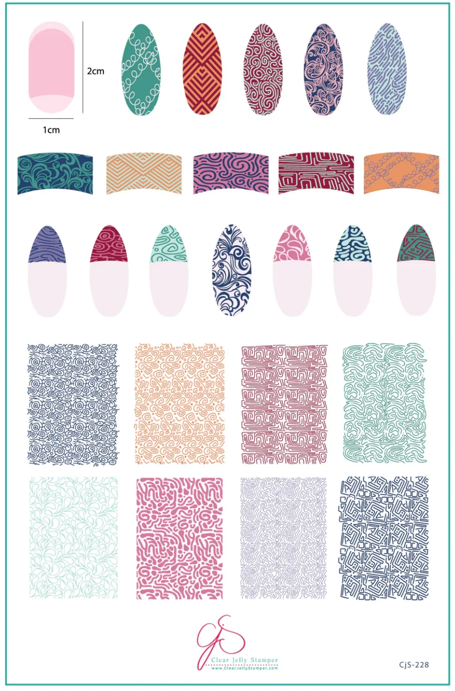 Quality French Textile - Collection 2 CjS-228 Steel Nail Art Stamping Plate Durable