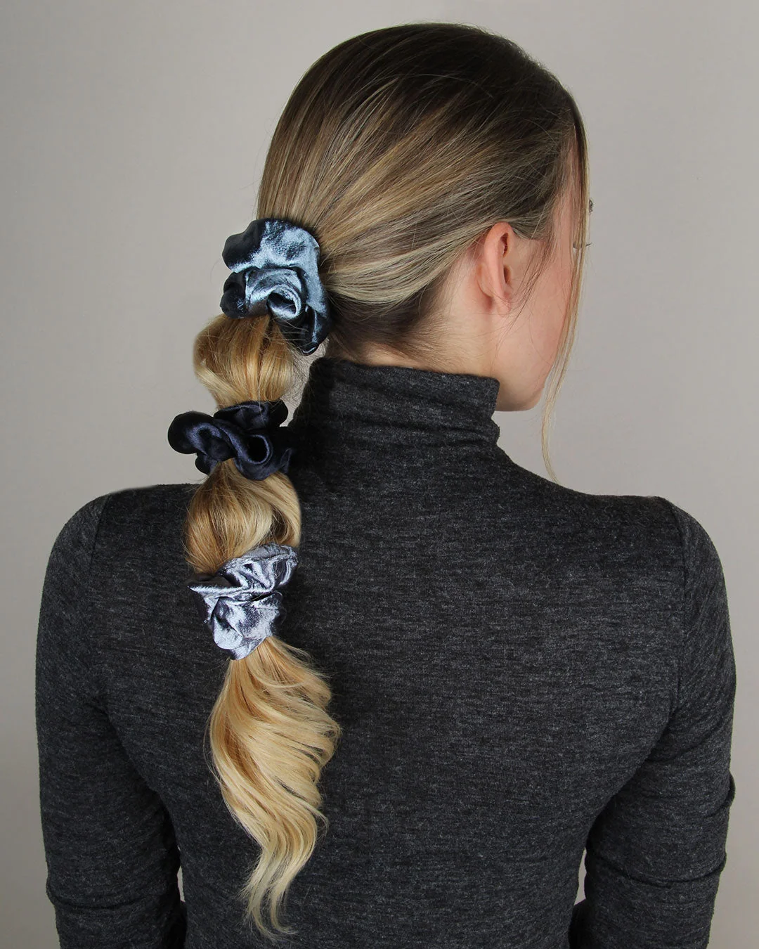 Selected Textured Satin Scrunchies - 3 Pack Detailed