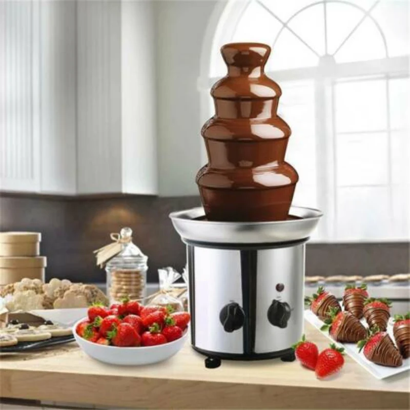 Carefully Designed 4 Tier Chocolate Fondue Fountain Stainless Steel Machine Top-Quality