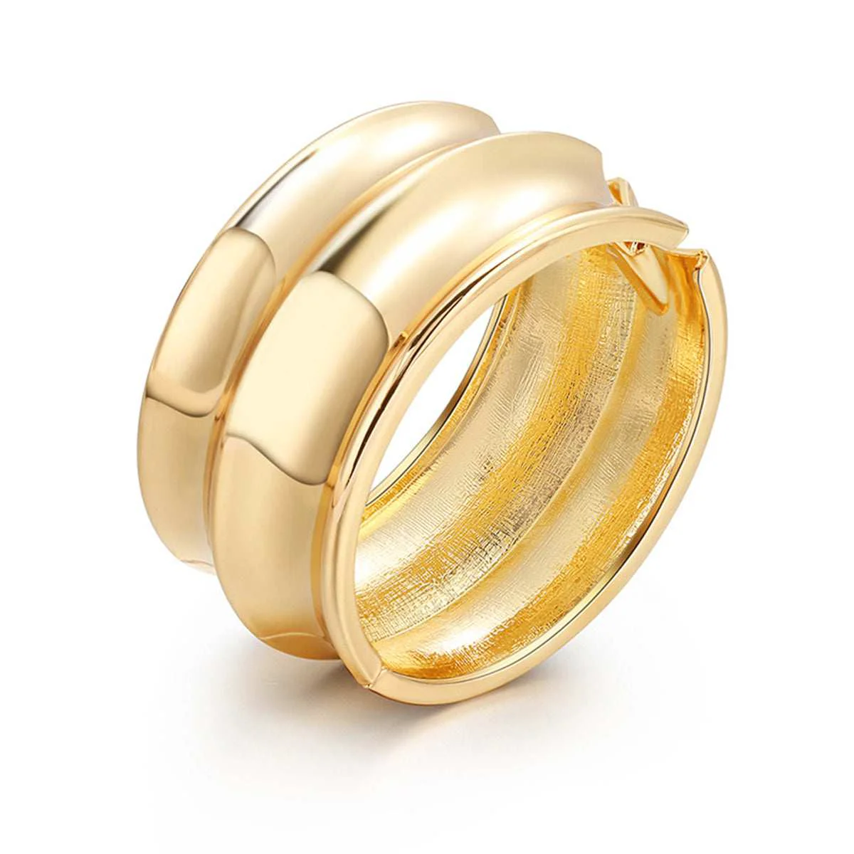 Practical Goldtone Drum Hinge Bangle Efficient