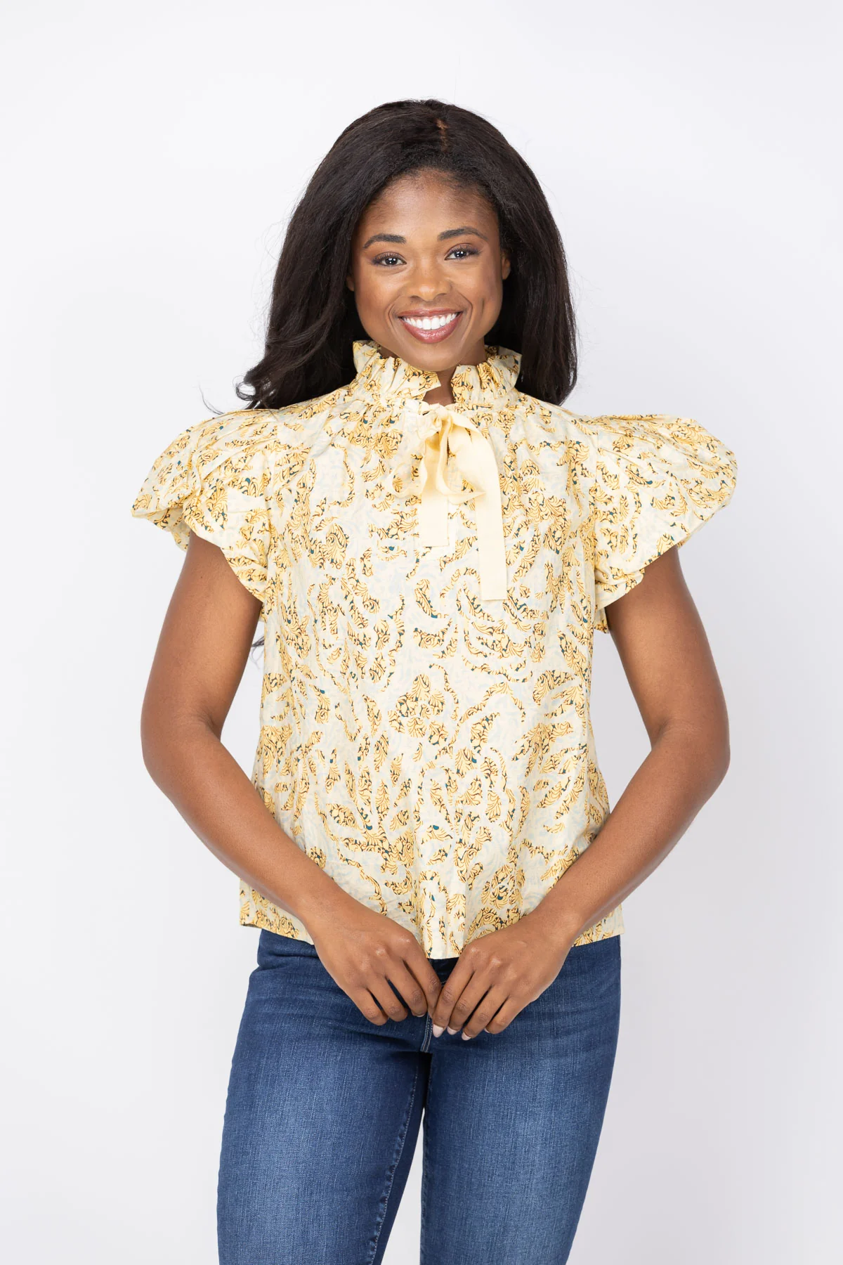 Crafted Ulla Johnson Estela Ss Cotton Top in Chamomile User-Friendly