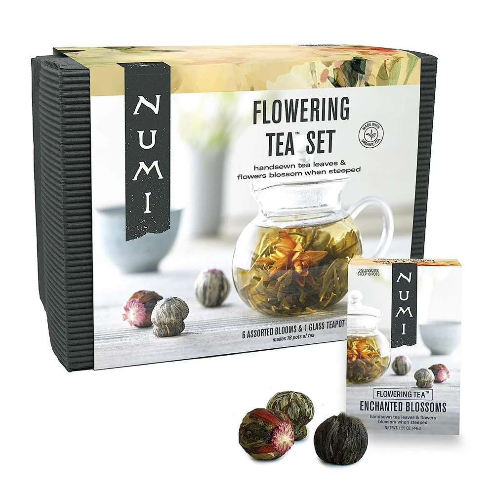 Natural Numi Organic Tea Flowering Tea Gift Set 6 Tea Blossoms 16 Oz Tea pot 1Ea Relaxed