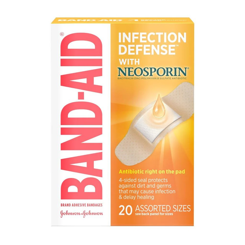 Effective Band Aid Brand Infection Defense With Neosporin Antibiotic Bandages 20 Ea Minimalist