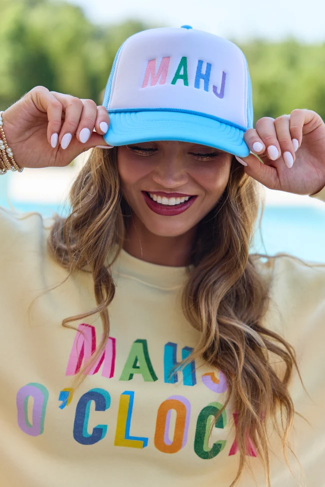 Easy-to-Use Mahj Block White Baby Blue Embroidered Trucker Hat Quality