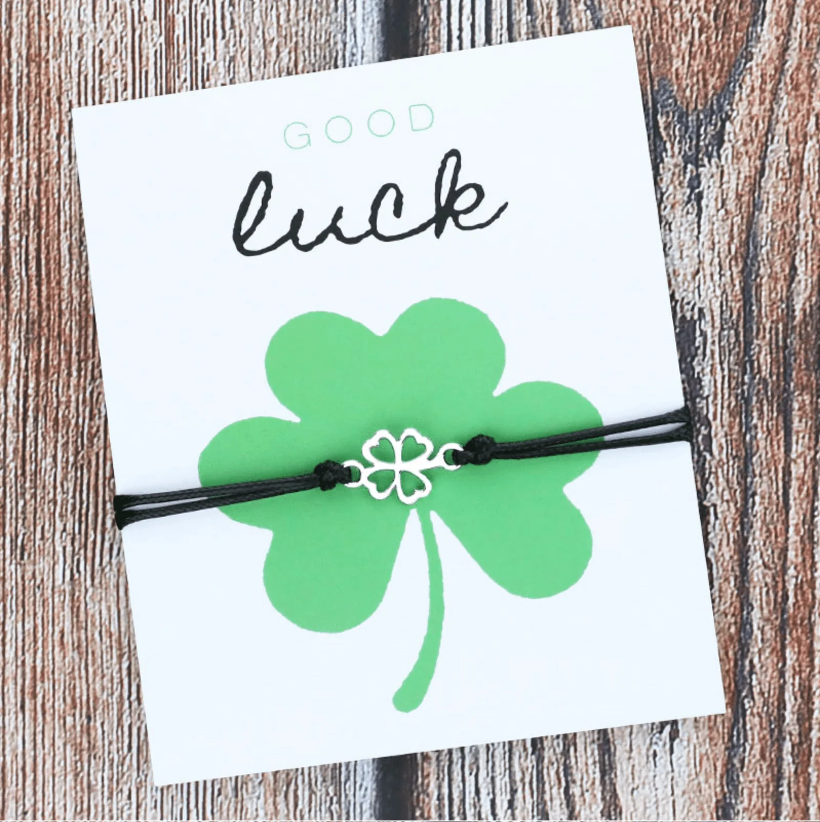 Artisan Silvertone Four Leaf Clover Black Adjustable Bracelet Advanced