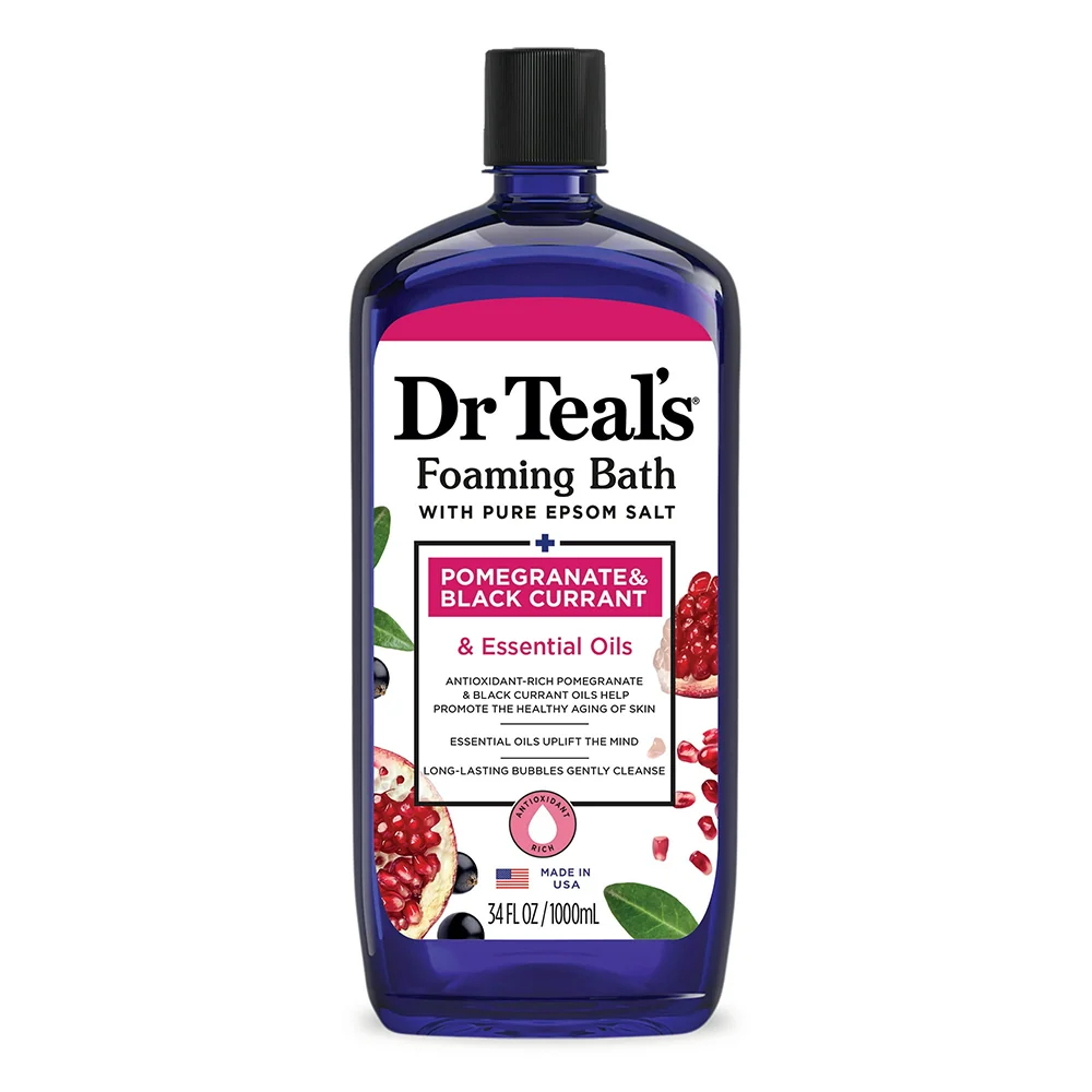 First-Class Dr Teals Foaming Bath with Pomegranate and Black Currant for Hydrating and Soothing Skin 34Oz 1000ml Clean