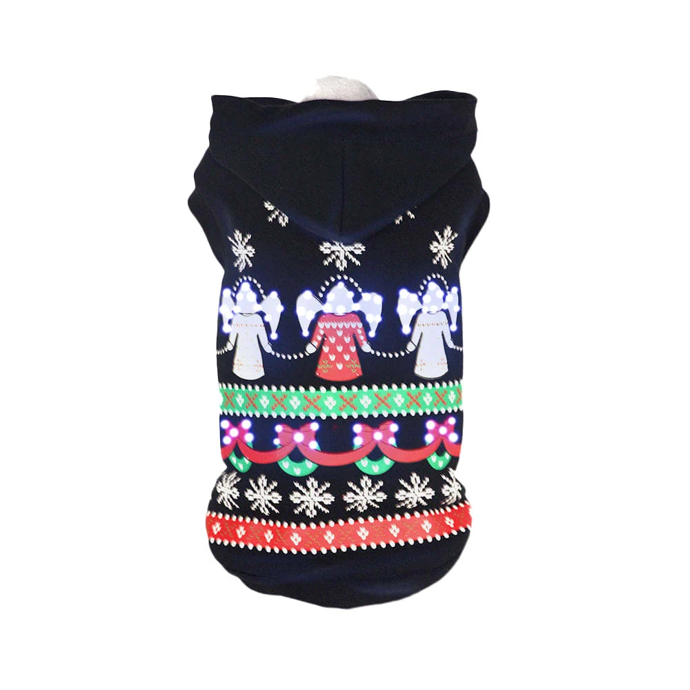 Natural Pet Life LED Lighting Patterned Holiday Hooded Sweater Pet Costume Elegant