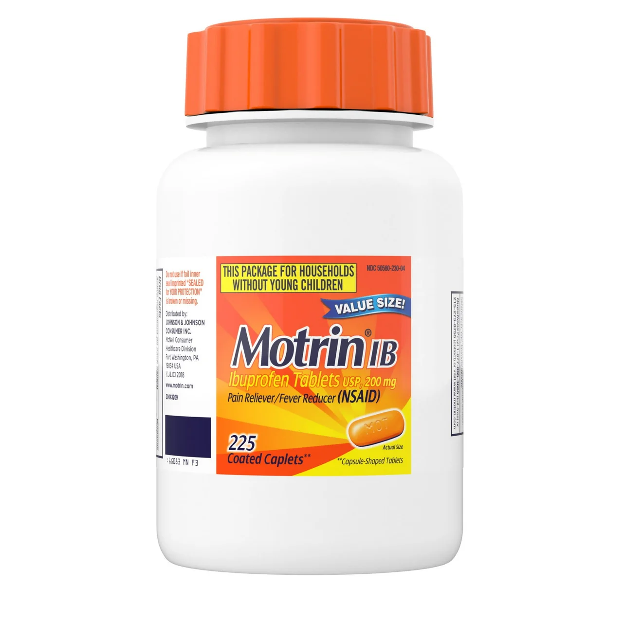 Advanced Motrin IB Ibuprofen Pain and Fever Reliever Coated Caplets 225 Ea Outstanding