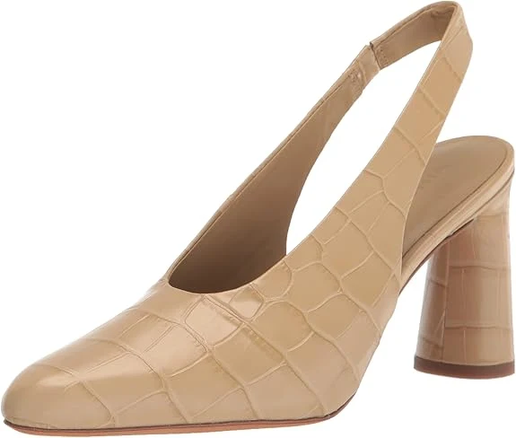 Optimized Vince Hellen Croc-Embossed Slingback Shoe in Farro Environmentally Friendly