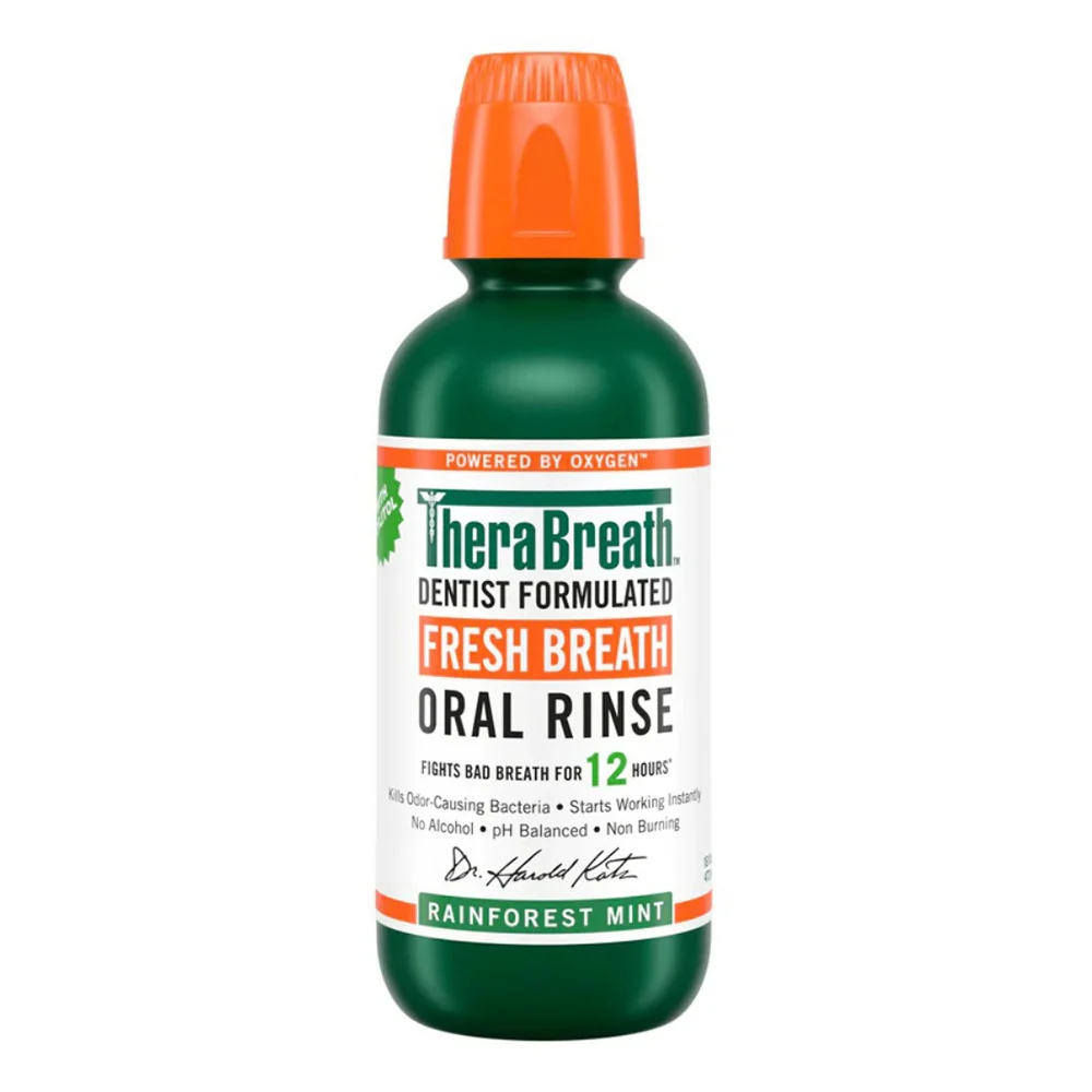 Natural TheraBreath Oral Rinse Rainforest Mint for Freshening Breath 16Oz 473ml Refined