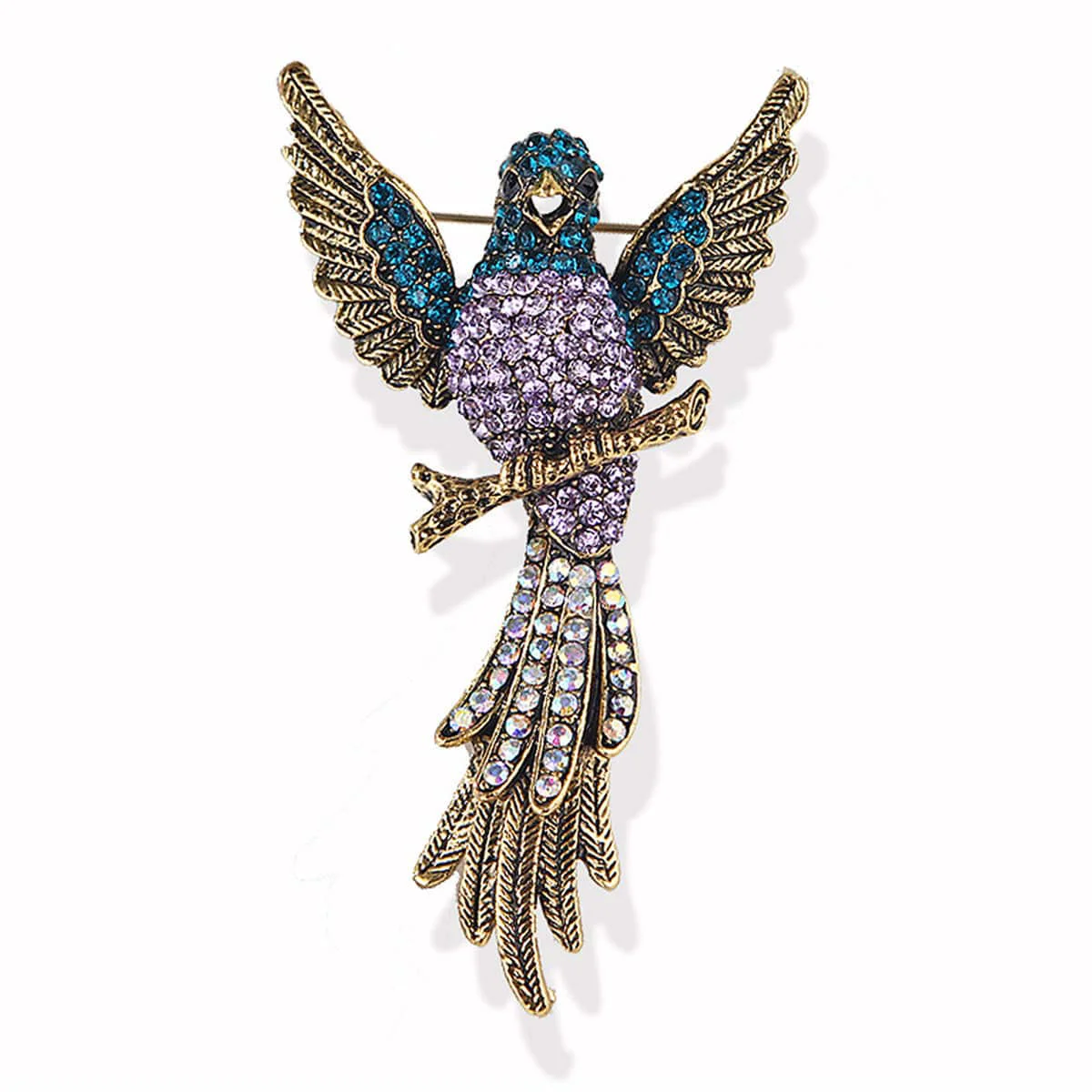 Verified Purple Cubic Zirconia Goldtone Eagle Brooch Certified