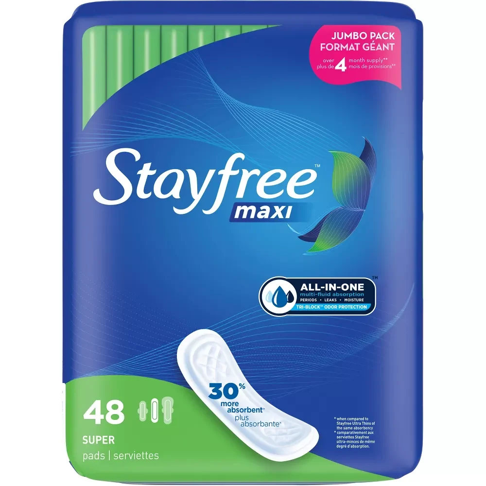 Original Stay Maxi Pads Super Feminine Pads No Wings Jumbo Pack 48 Ea Modern