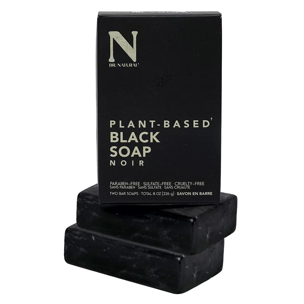 Traditional Dr Natural Black Soap Gentle Moisturizing Anti Acne and Blemishes Moisturizing Pore Cleanser Two Bar Soaps 8Oz 226g World-Class