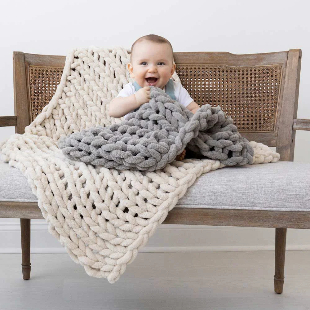 Reusable Infinite Chunky Knit Blanket Minky Cuddle - Mist Proven