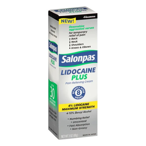 Comfortable Salonpas Lidocaine Plus Pain Relieving Cream With 4 Lidocaine Maxmium Strength 3 oz Proven