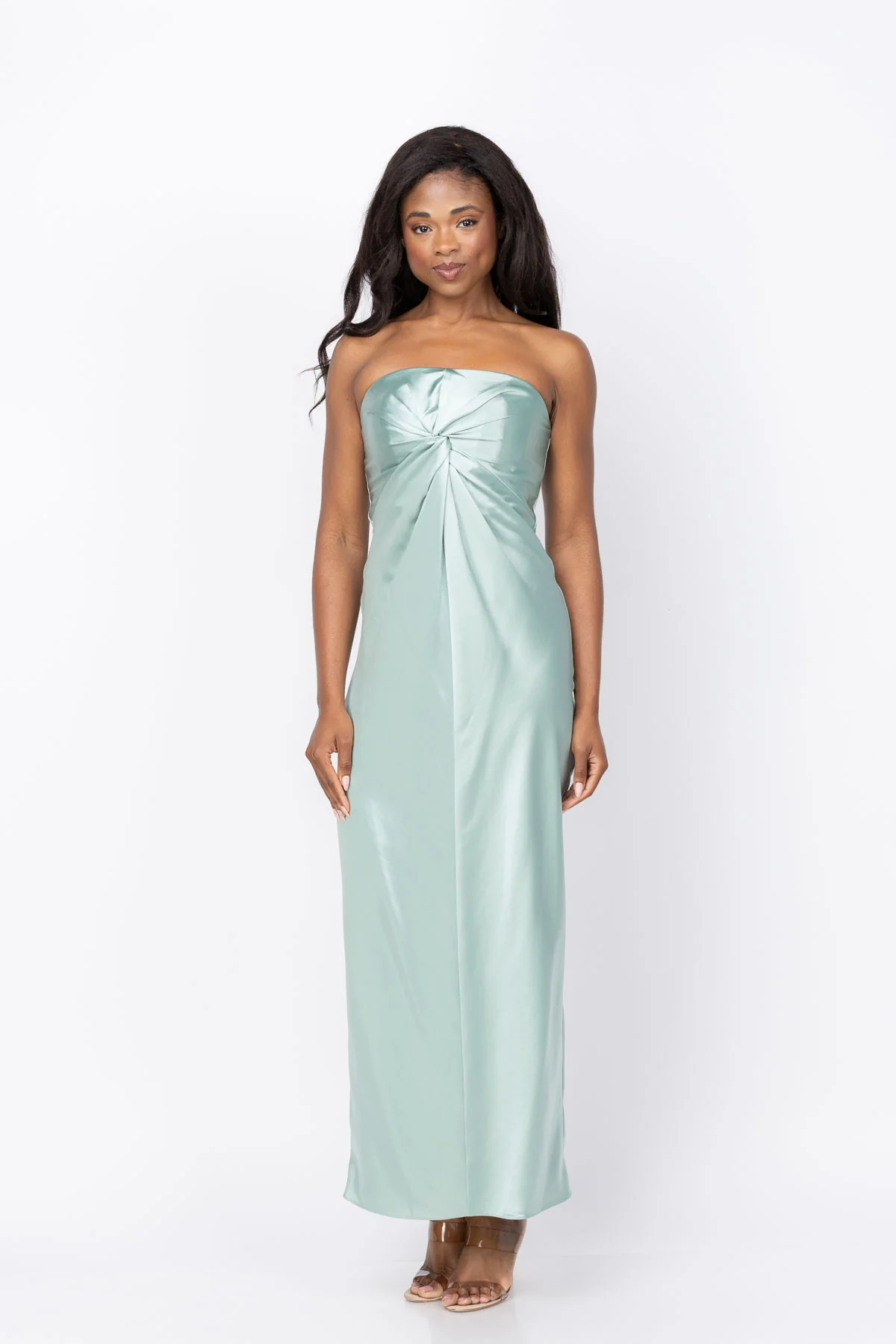 Trendy Milly Michell Satin Maxi Dress in Sage User-Friendly