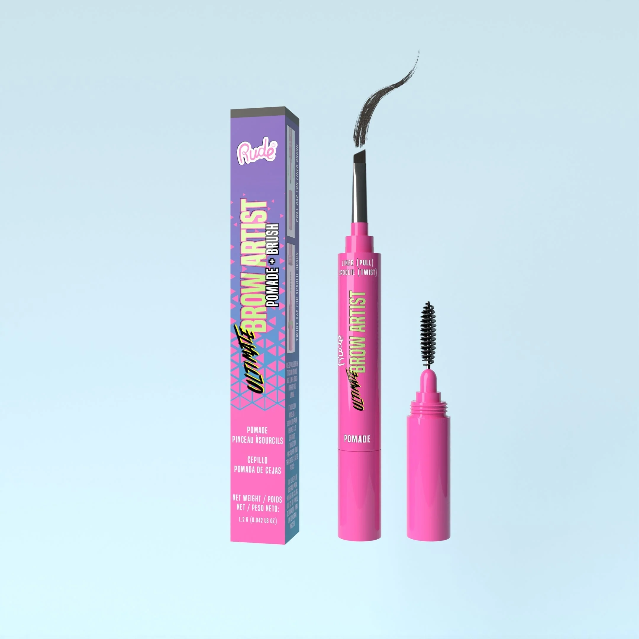 Easy-to-Use RUDE Brow Artist Pomade and Brush - Black Brown by Avera Group Refined