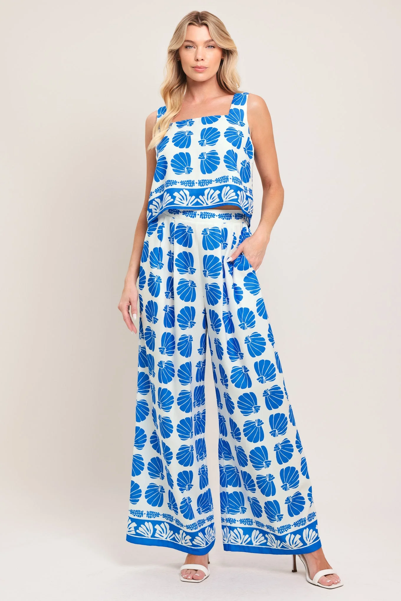 Enhanced Island Shell Woven Top and Pant Set Safe