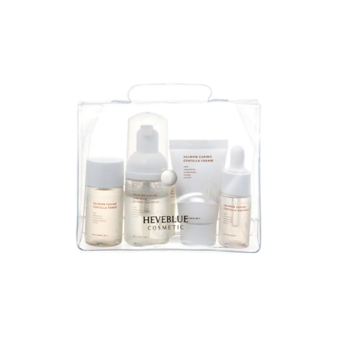 Exclusive HEVEBLUE Salmon Caring Centella Special Travel Kit Outstanding