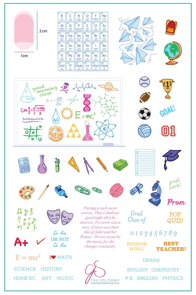 World-Class Back to School Scholastic CjS-42 - Clear Jelly Stamping Plate Original Design