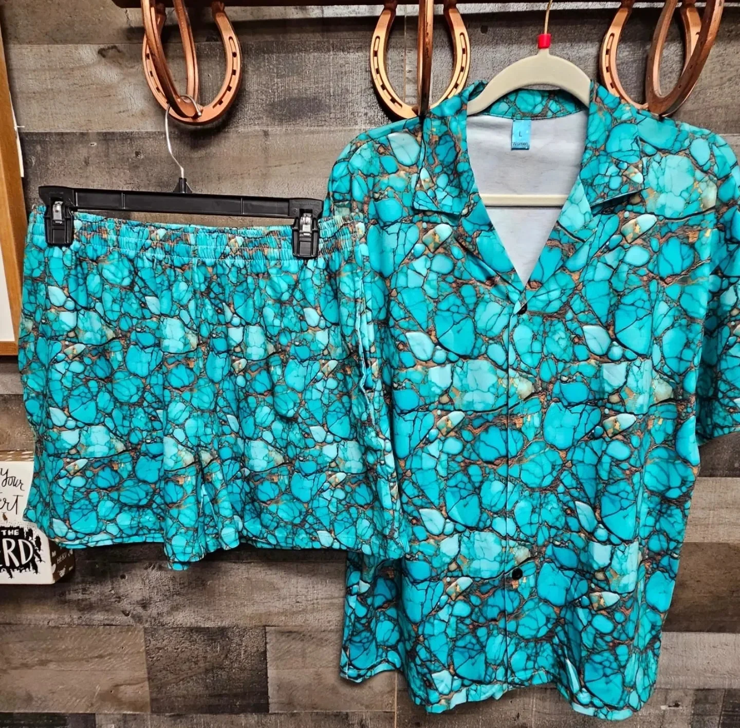 Trendy All Turquoise Women's Pajama Set Artisan