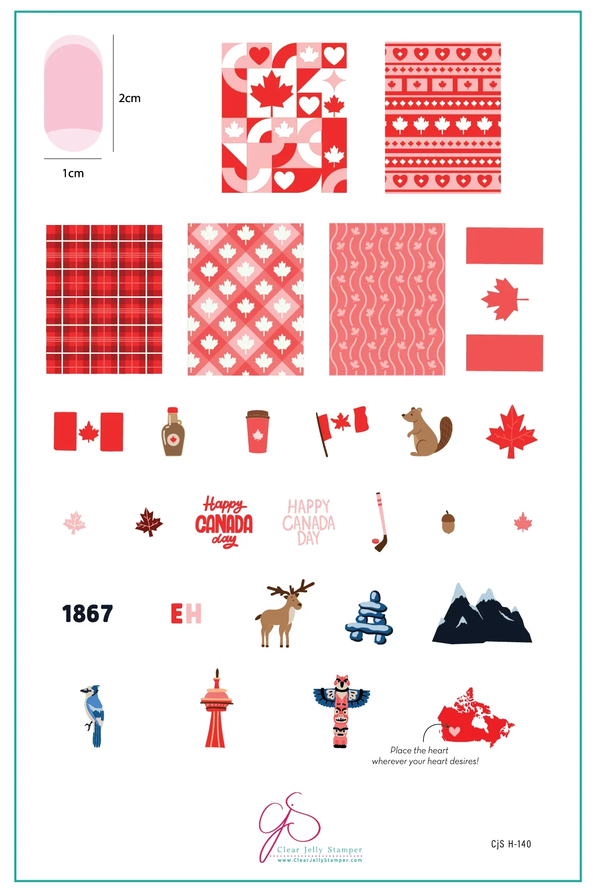 Fine Crafted The Great Canadian Mix CjSH-140 - Etched Nail Art Stamping Plate - Clear Jelly Stamping Plate Carefully Designed