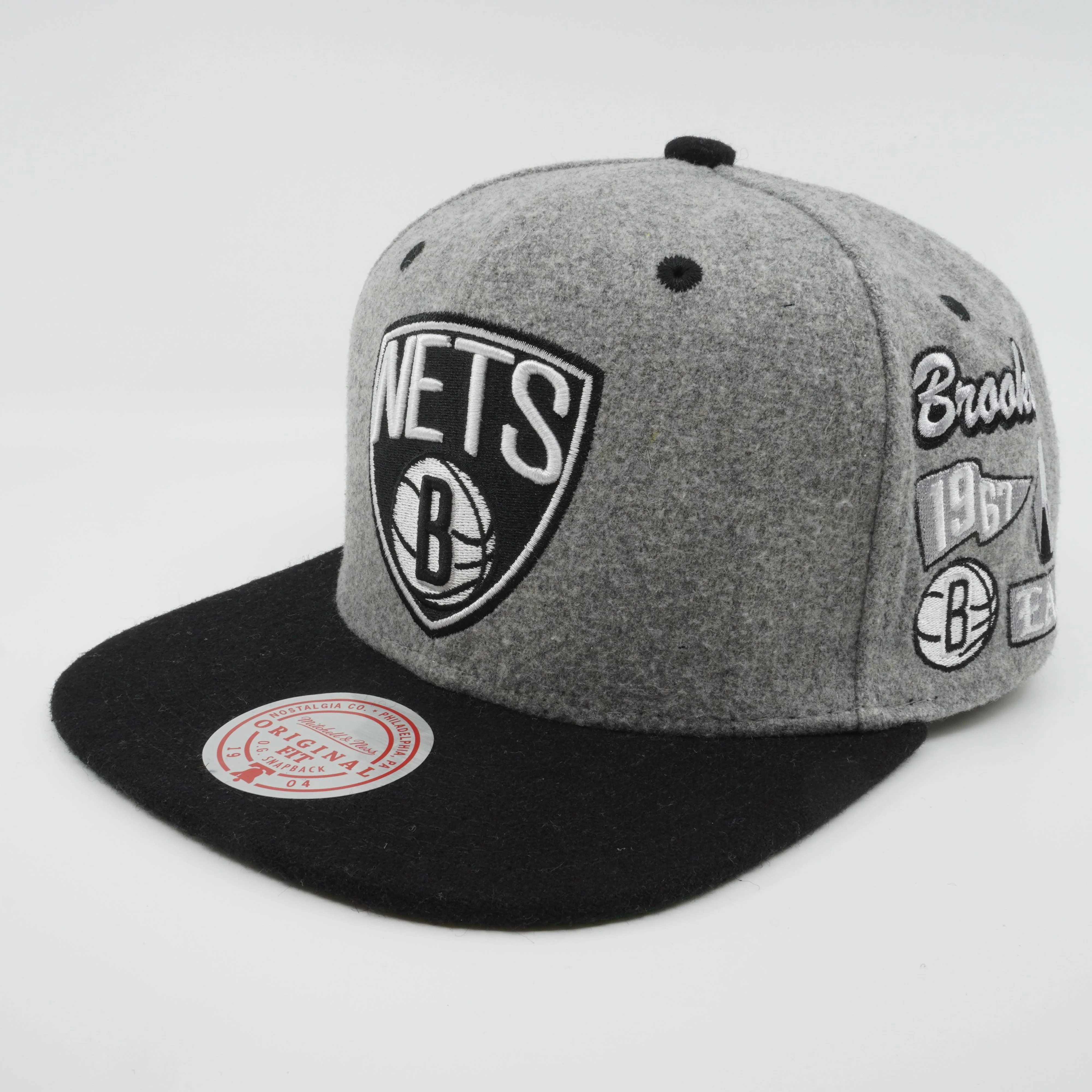Exclusive Mitchell Ness Men's NBA Melton Patch Snapback Nets Snapback Caps Relaxed