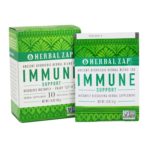 Natural Herbal Zap Instantly Dissolving Ayurvedic Immune Support Drink Mix Packets 0.14Oz 4g 10Ea Certified