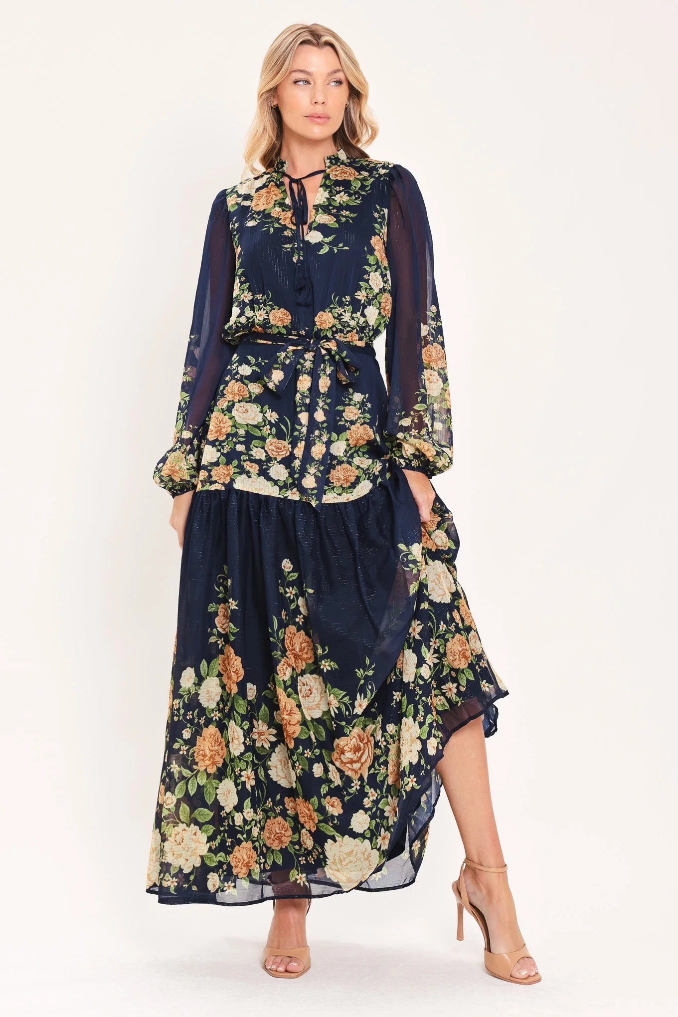 Top-Quality Moonlit Garden Charm Woven Maxi Dress Practical