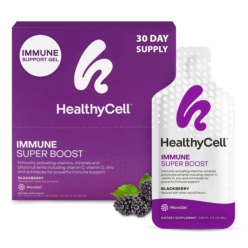 Healthycell Immune Super Boost Daily Liquid Supplement Blackberry Flavor Support Poweful Immune 30Ea Optimized