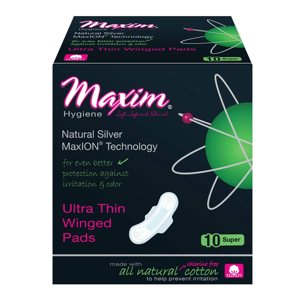 Green Maxim Hygiene Maxion Natural Ultra Thin Winged Pads Super 10 Ea Advanced