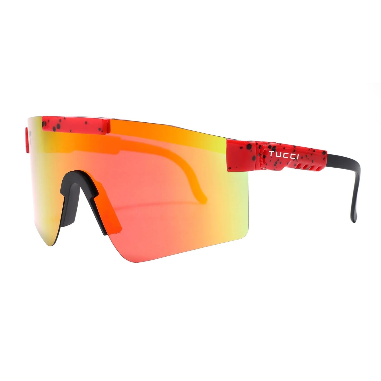 Pure TUCCI Italy Oversize Polarized UV400 Red Lens Sports Sunglasses Secure