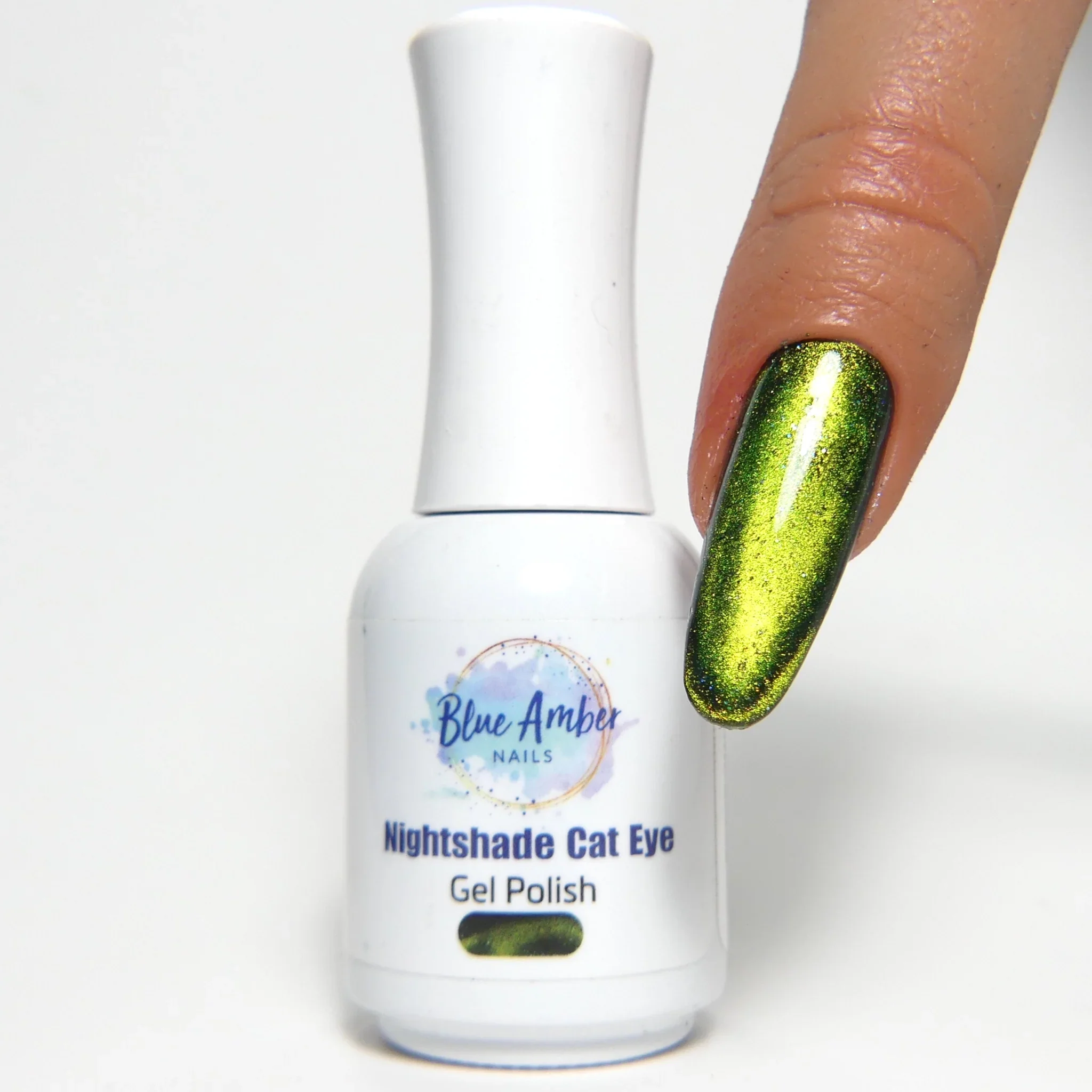 Easy-to-Use Nightshade Forest Green Cats Eye Gel Polish - Blue Amber Nails 15ml Each Flexible