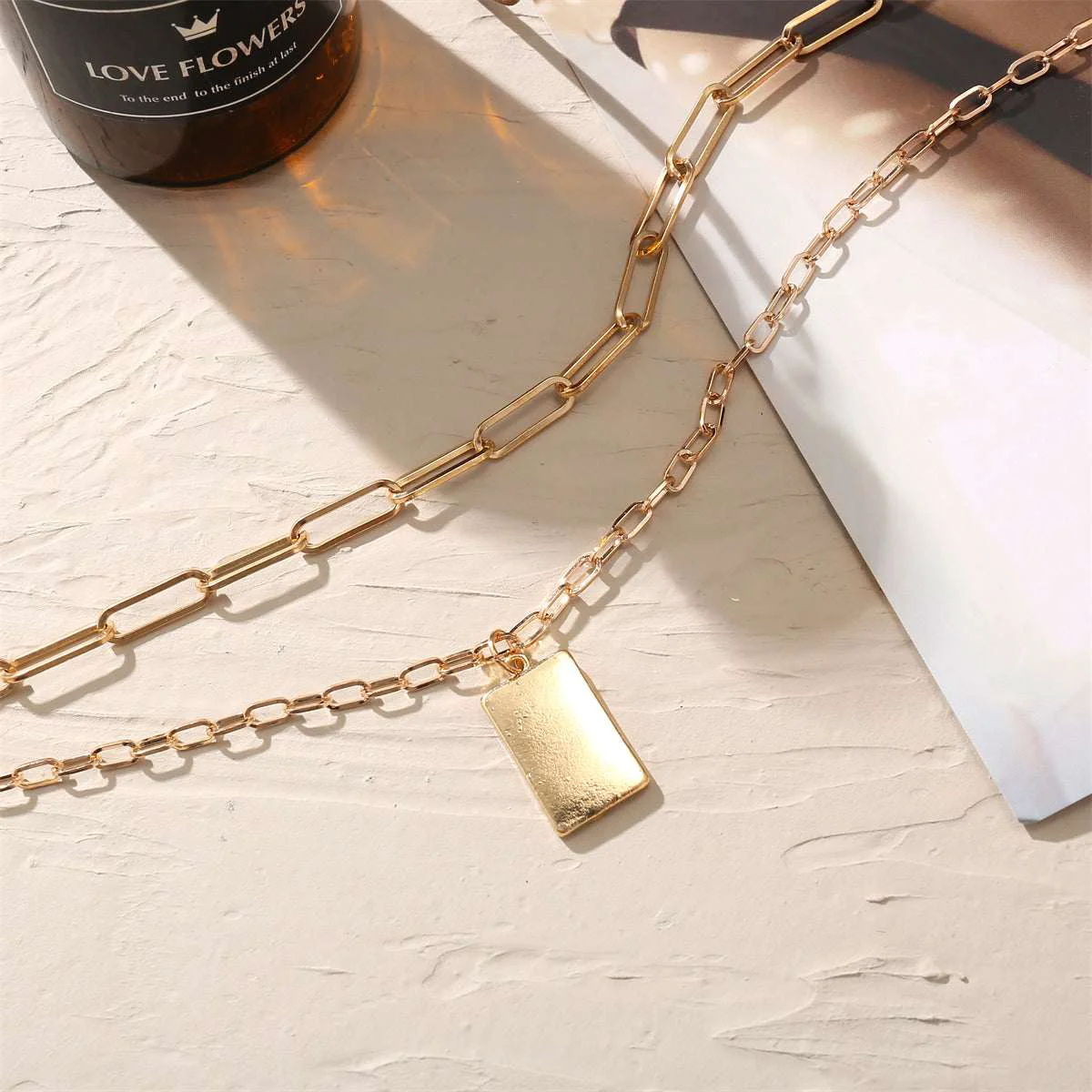 Artisan Goldtone Tag Pendant Necklace Set Reliable