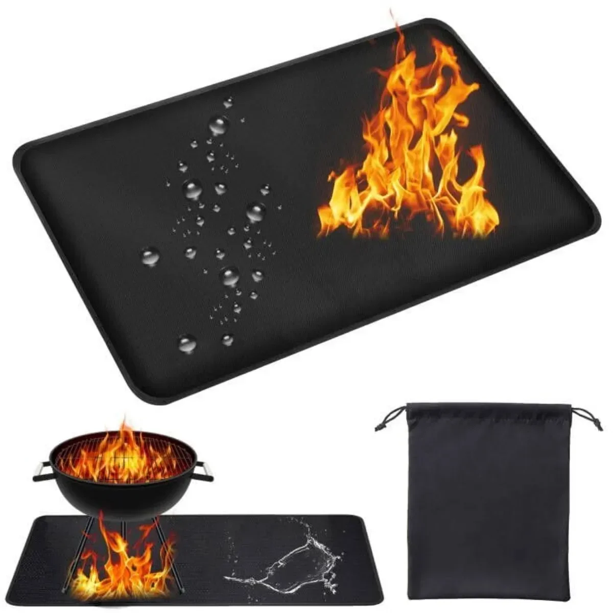 Contemporary Non-Slip Washable Fire Pit Mat Reliable