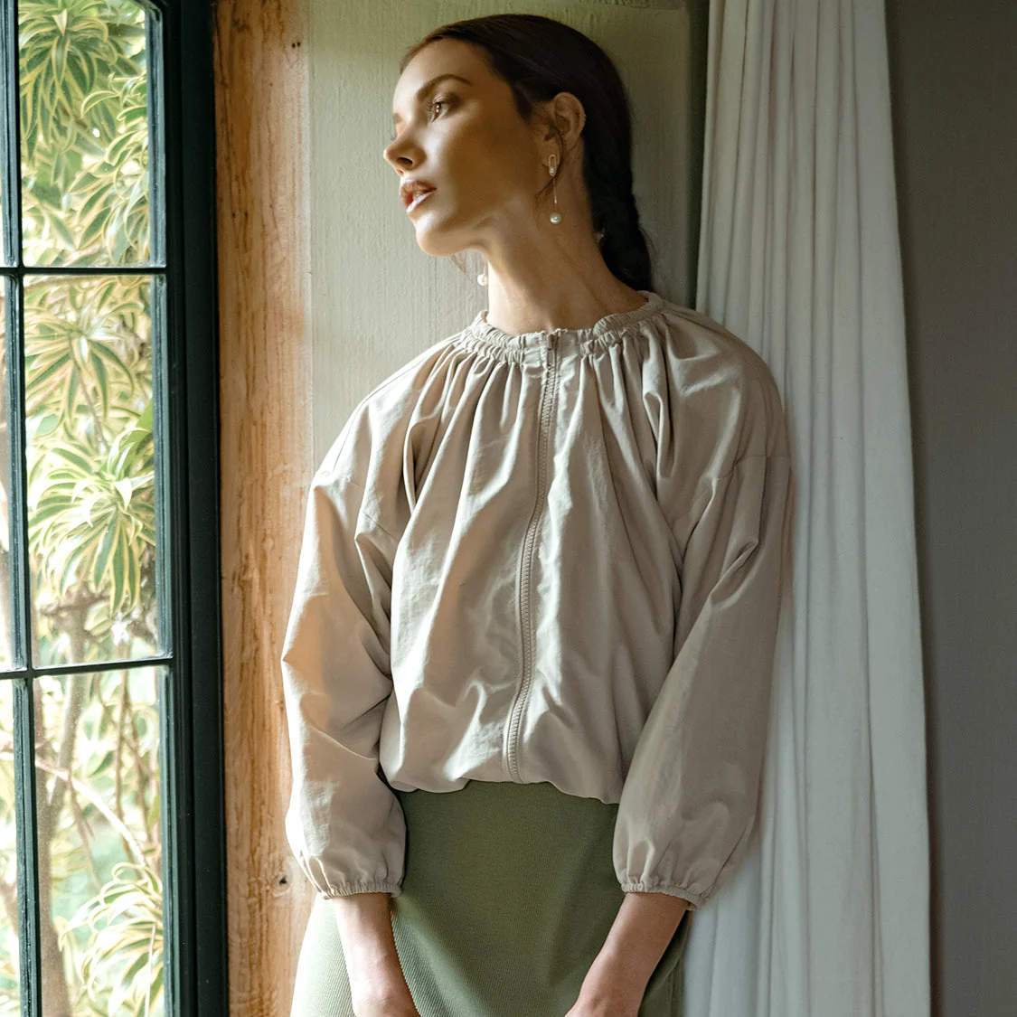 Genuine NORMA Recycled Ruffle Jacket in Beige World-Class