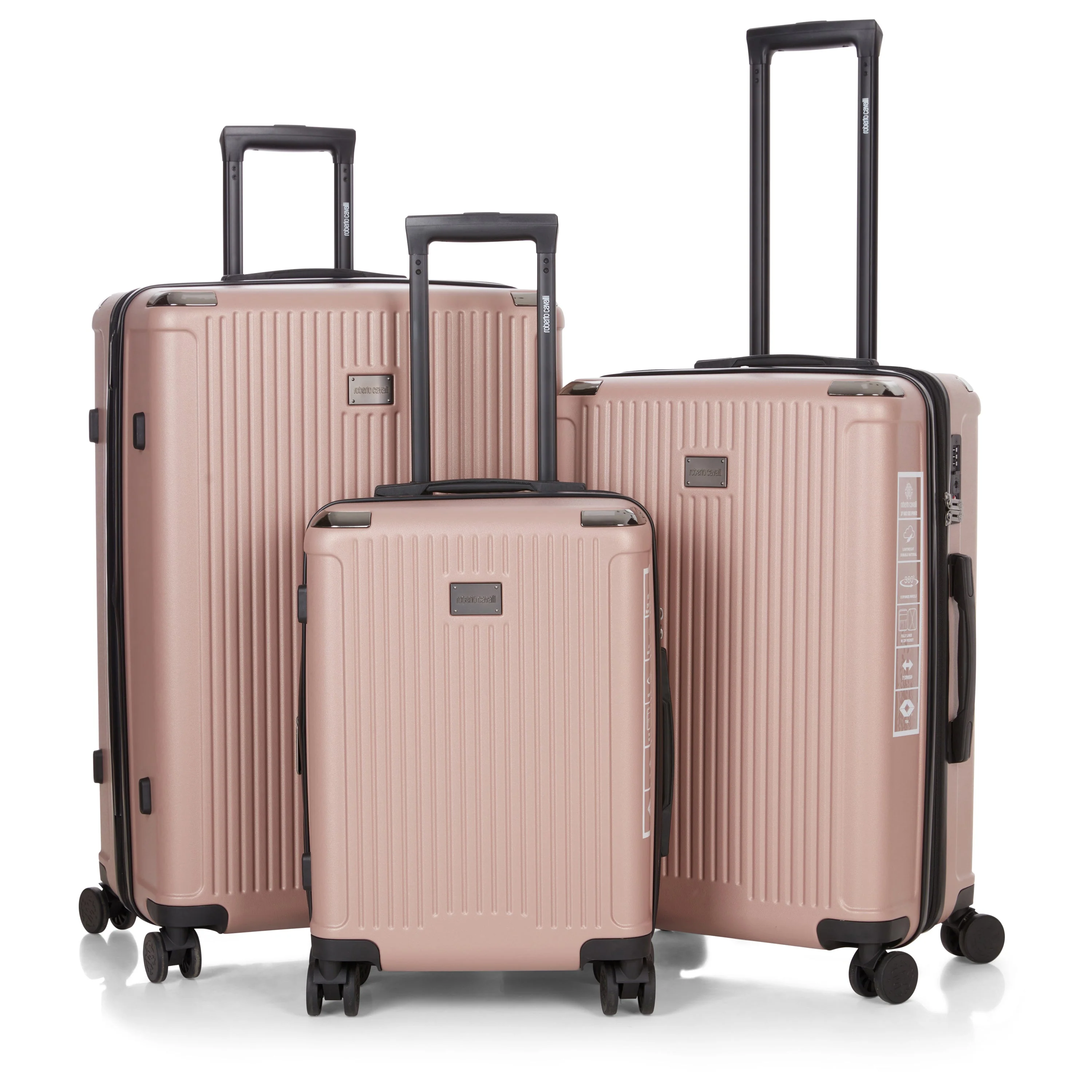 Breathable ROBERTO CAVALLI 3 Piece Luggage Set with Expandable Hard Shell 8 Spinner Wheels High-Quality