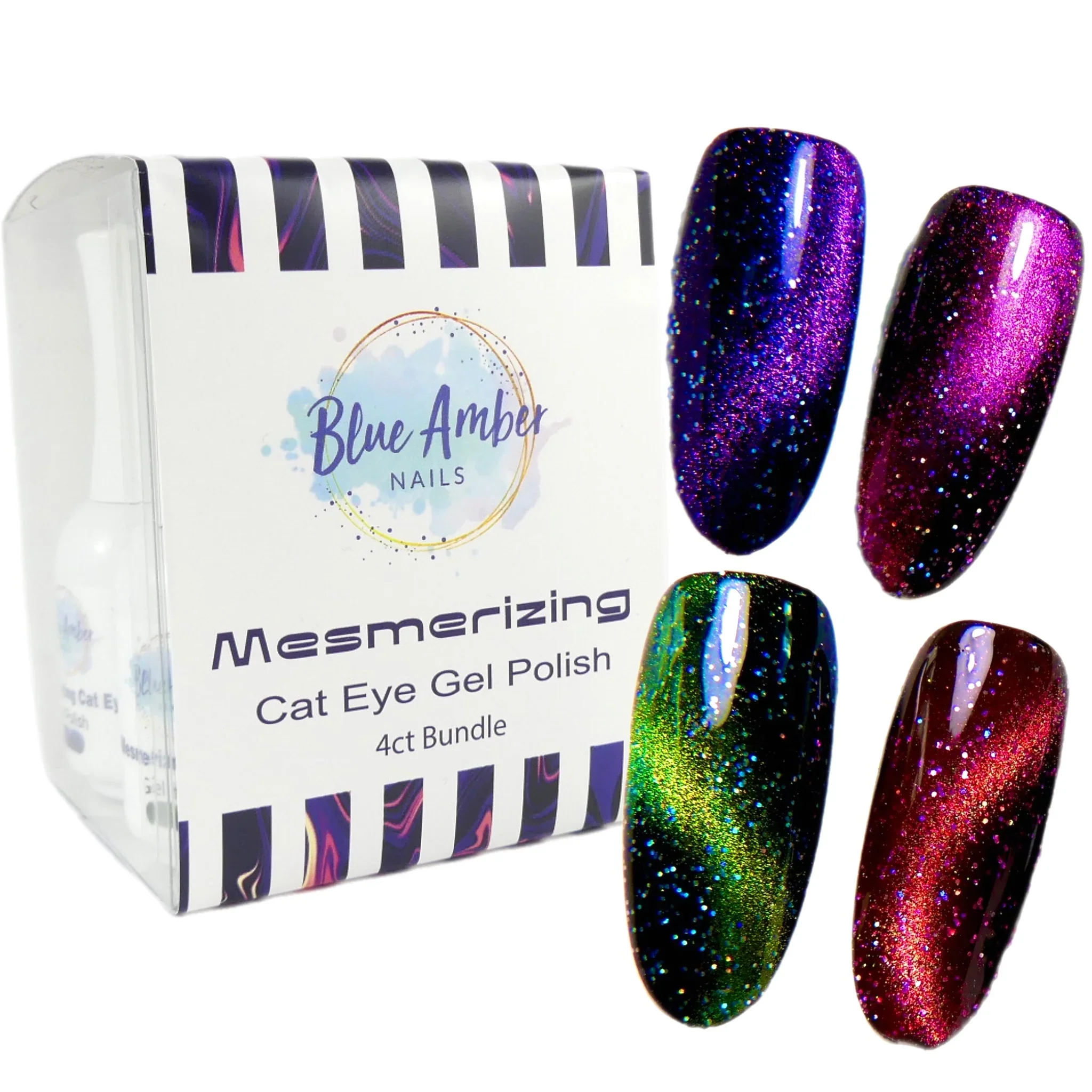 Prestigious Mesmerizing Cats Eye Bundle - Blue Amber Gel Polish 15ml Each Official