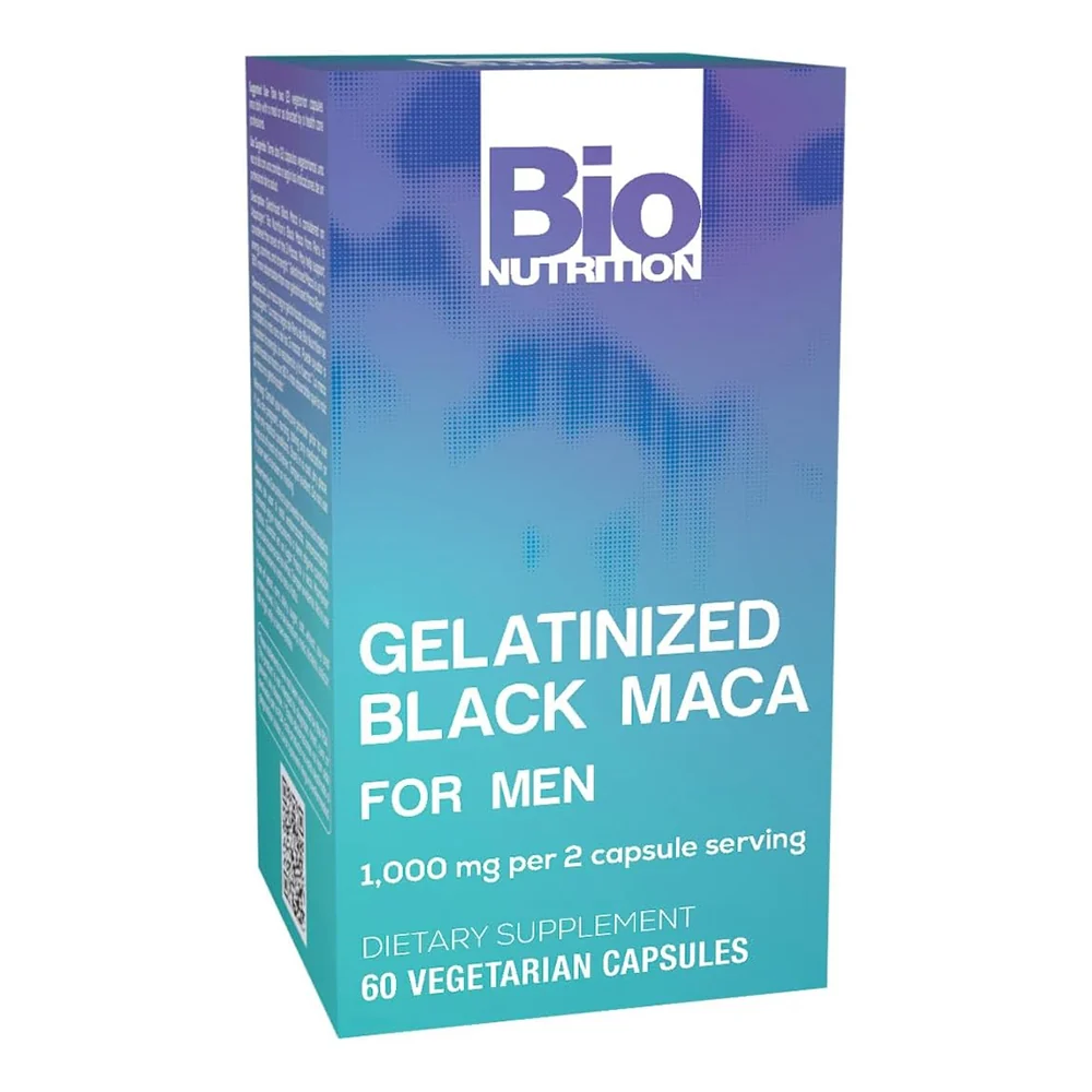 Comfortable Bio Nutrition Gelatinized Black Maca 1000mg Support Energy Stamina and Strength Vegetarian Capsules 60Ea Reliable