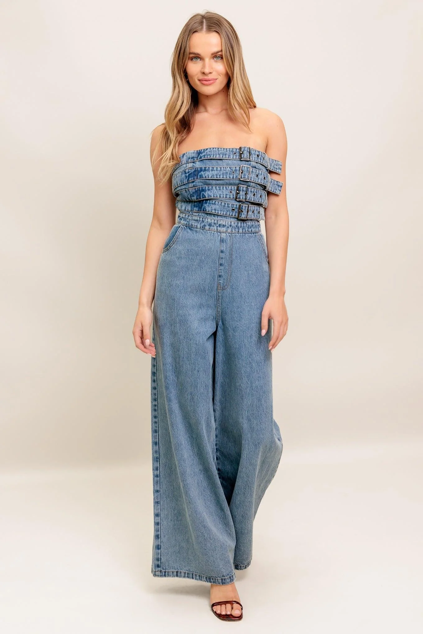 Convenient Urban Harness Denim Jumpsuit Excellent