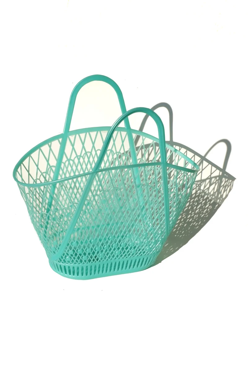 Comfortable plastic market basket - turquoise Artisan